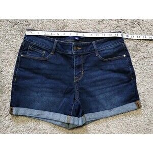 Apt. 9 Women's Mid Rise Cuffed Jean Shorts Dark Wash Blue Denim Size 10